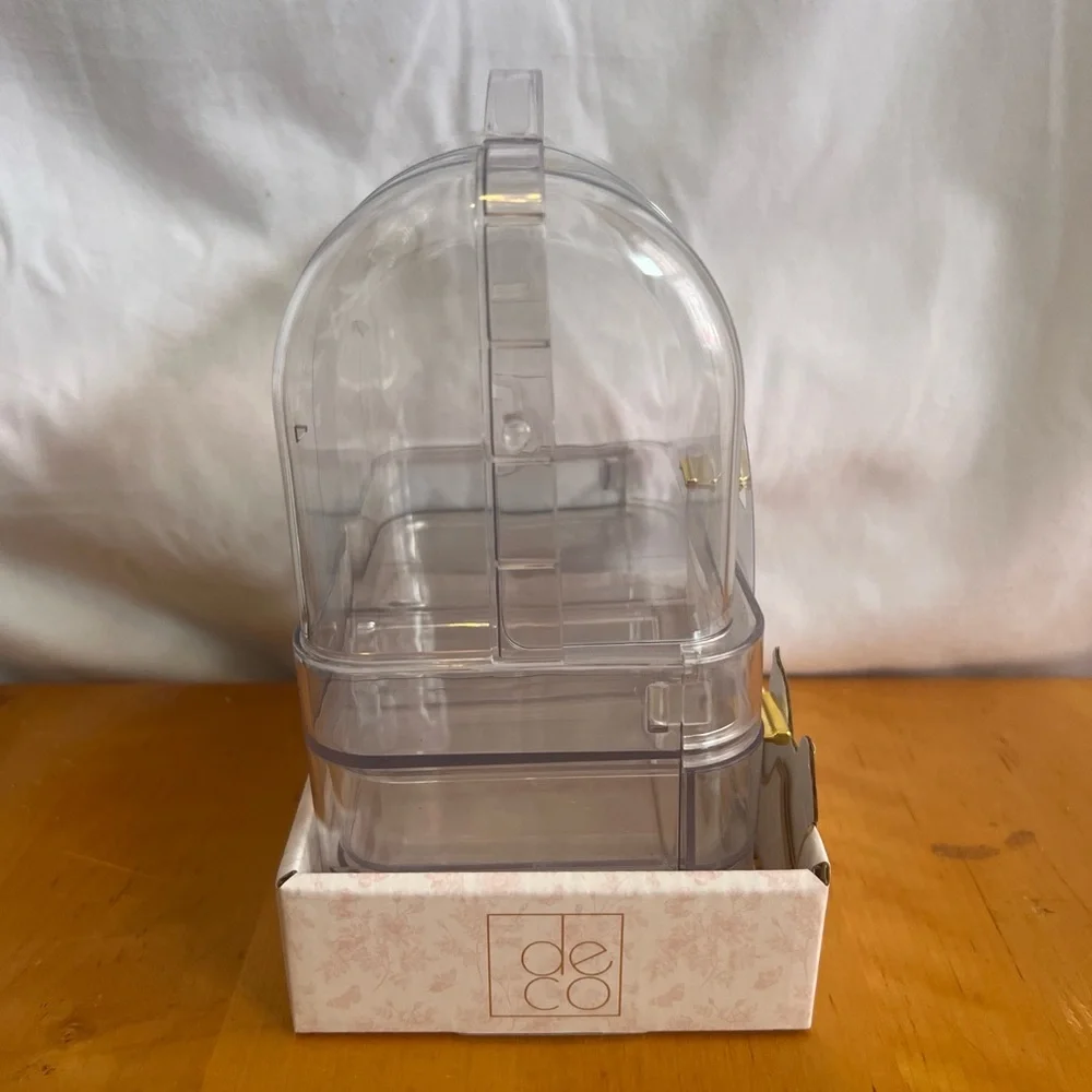 Clear Beauty Organizer with Gold Accents